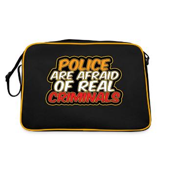 Police Are Afraid Of Real Criminals Funny Meme - Retro Bag - black/gold - Back