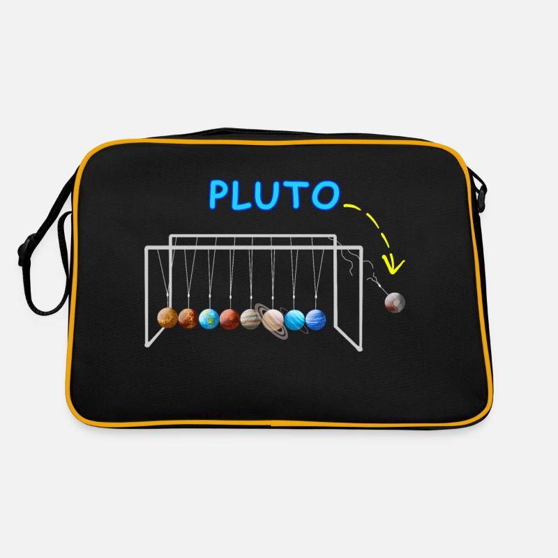 Never Forget Pluto Lustiges Planet Pluto - Retro Tasche - Schwarz/Gold