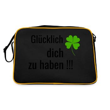 Glücklich dich zu haben - Retro Tasche - Schwarz/Gold - Hinten