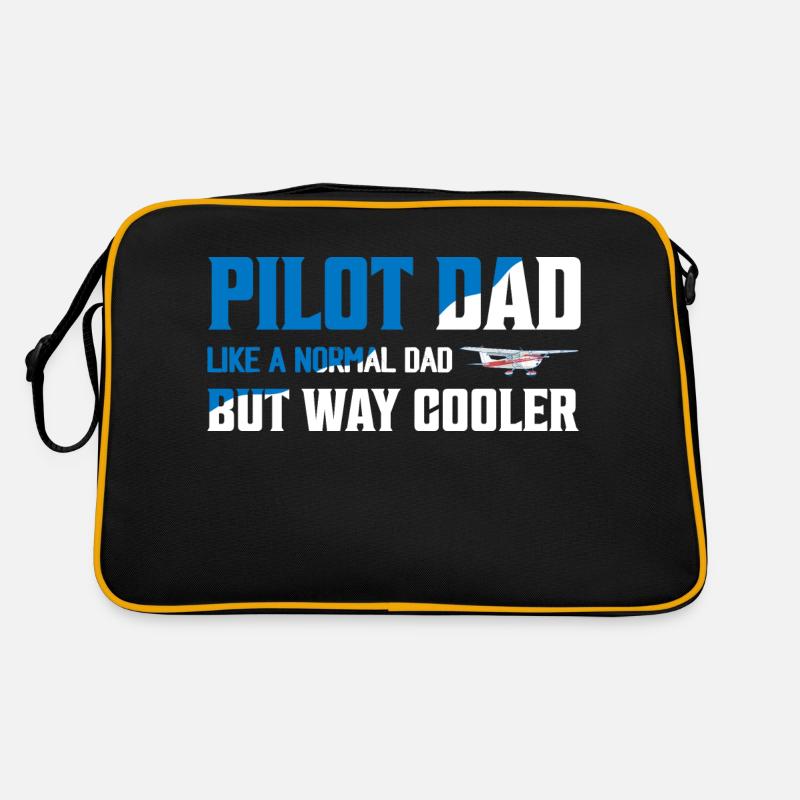 Pilot Dad Like A Normal Dad But Way Cooler Aviatio - Retro Tasche - Schwarz/Gold
