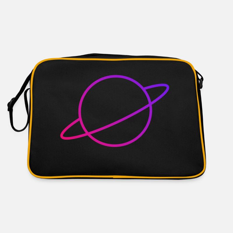 Planet Rot-Blau - Retro Tasche - Schwarz/Gold