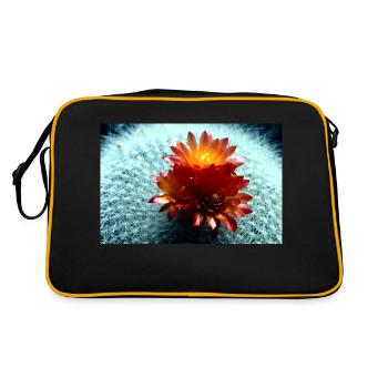 Blühender Kaktus - Retro Tasche - Schwarz/Gold - Hinten
