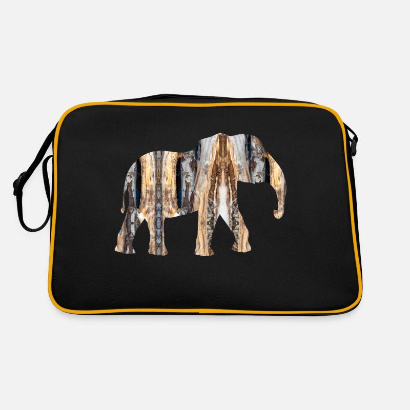 brauner Elefant - Retro Tasche - Schwarz/Gold