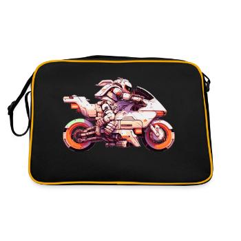 Motorcycle racing machine in the future with driver - Retro Bag - black/gold - Back