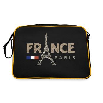 Paris Frankreich Franzose Französisch - Retro Tasche - Schwarz/Gold - Hinten