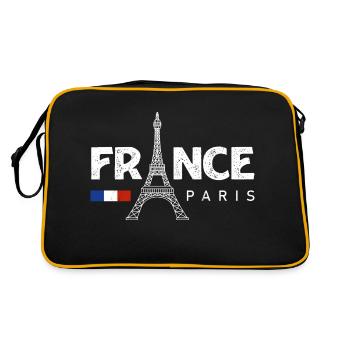 Paris Frankreich Franzose Französisch - Retro Tasche - Schwarz/Gold - Hinten
