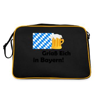Griaß Eich - Bayern Heimatliebe - Retro Tasche - Schwarz/Gold - Hinten