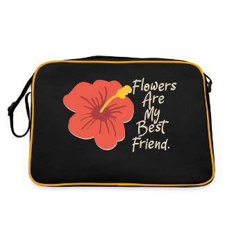 Blumen - Beste Freunde - Retro Tasche - Schwarz/Gold - Hinten