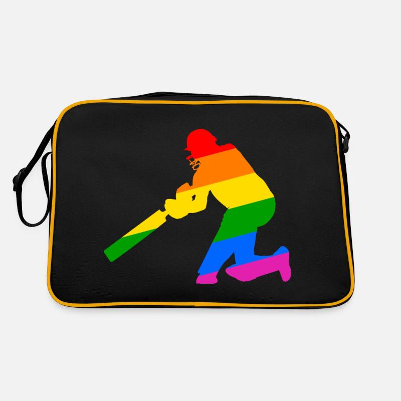 Cricket Spieler mit Regenbogen Geschenkidee Retro Tasche