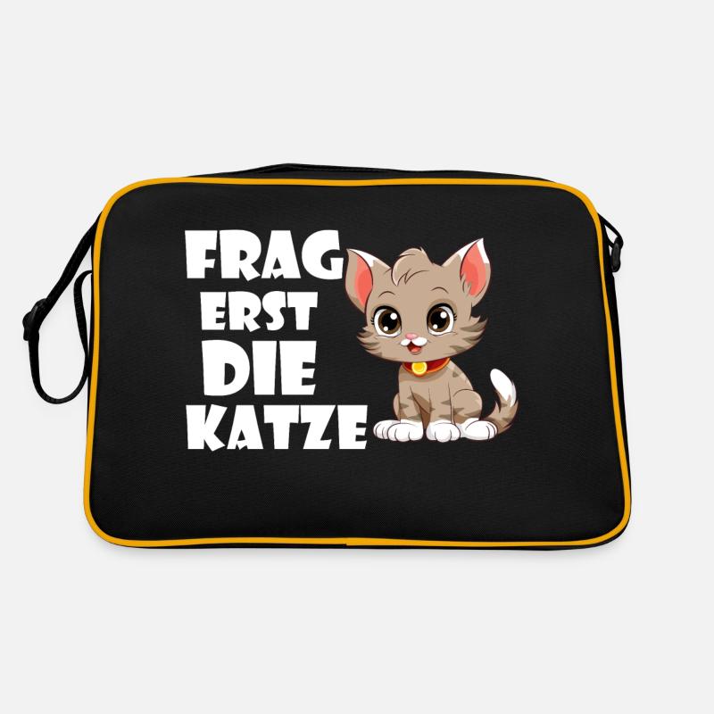 Frag erst die Katze. Retro Tasche