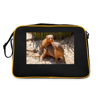 dwarf mongoose (in german Zwergmangusten) Helogale - Retro Bag - black/gold - Back