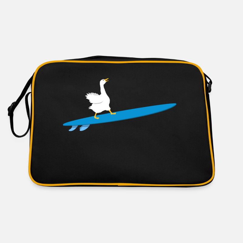 Fun Surfer Goose Planche de surf Surf Duck Surf Geese - Sac Retro - noir/or