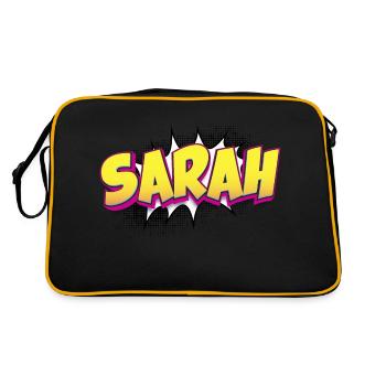 Sarah Custom Name Comic Book Style Pop Art, Sarah - Retro Bag - black/gold - Back