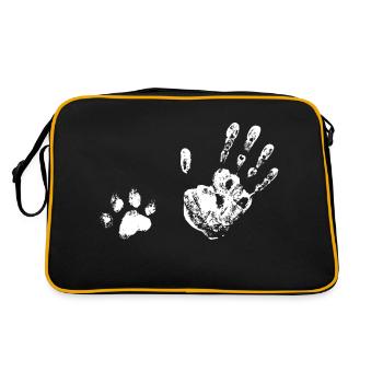 empreinte Humain et patte - amoureux des animaux - Sac Retro - noir/or - Dos