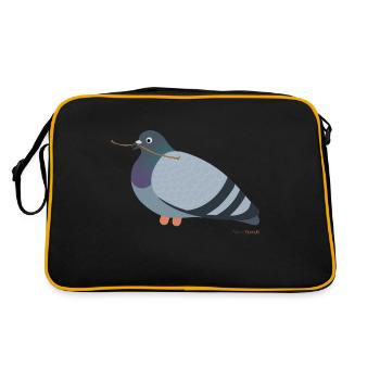 Taube mit einem Ast im Schnabel - Retro Tasche - Schwarz/Gold - Hinten