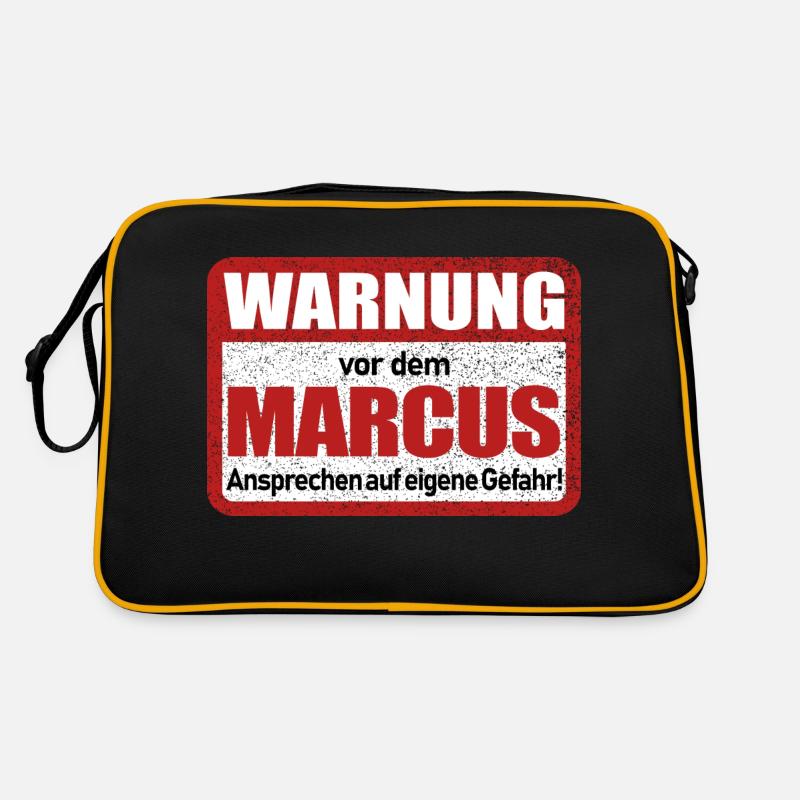 Marcus Name Lustiges Warnschild Retro Tasche