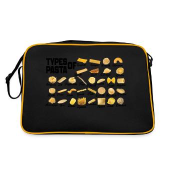 Nudelsorten von A bis Z, Liste der Nudelrassen 2024 - Retro Tasche - Schwarz/Gold - Hinten