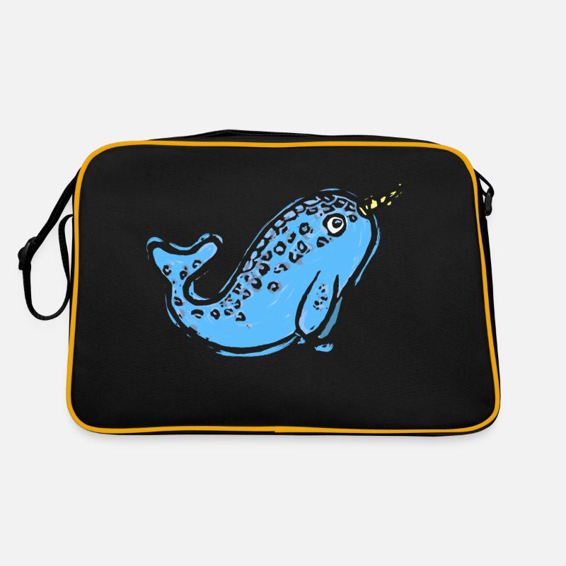 Süße Narwal Illustration Retro Tasche
