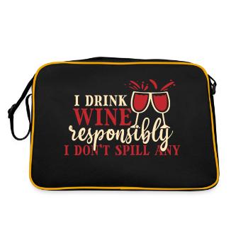 Ich Trinke Wein Verantwortungsvoll, Ich - Retro Tasche - Schwarz/Gold - Hinten