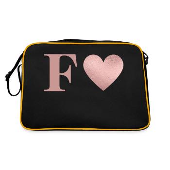 Letter f heart rose gold - Retro Bag - black/gold - Back