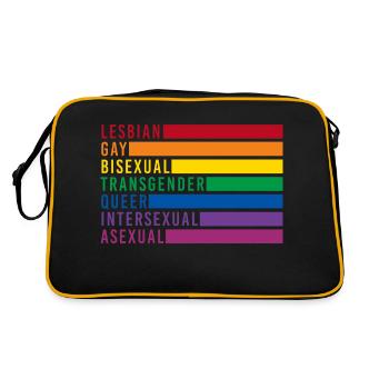 LGBTQIA+ rainbow flag lesbian gay bi - Retro Bag - black/gold - Back
