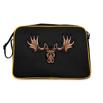 elch kopf - Retro Tasche - Schwarz/Gold - Hinten