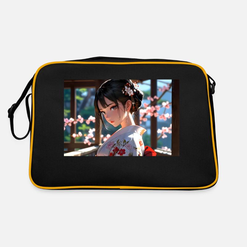 Geisha colorée à l’élégance traditionnelle - Sac Retro - noir/or