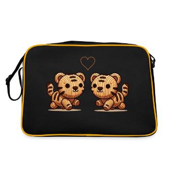holz tiger paar love - Retro Tasche - Schwarz/Gold - Hinten