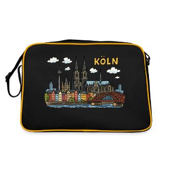 koeln skyline - Retro Tasche - Schwarz/Gold - Hinten