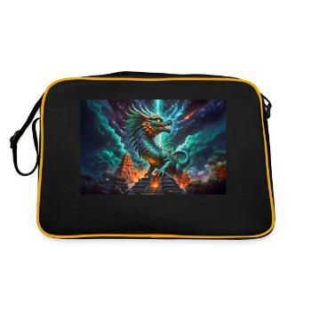 Quetzalcoatl, dieu serpent à plumes aztèque du mythe - Sac Retro - noir/or - Dos
