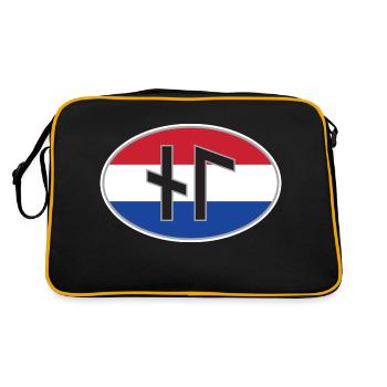 NL (Nederland) autocollant de code de pays runique - Sac Retro - noir/or - Dos