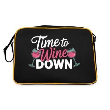 Time to Wine Down – Funny Wine Design - Retro Bag - black/gold - Back