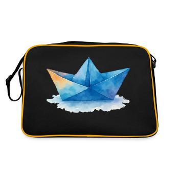 papierboot aquarell - Retro Tasche - Schwarz/Gold - Hinten