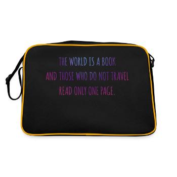 The world is a book. - Retro Tasche - Schwarz/Gold - Hinten