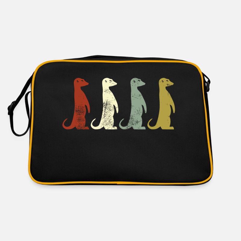 Erdmännchen Retro Style Geschenk - Retro Tasche - Schwarz/Gold