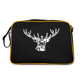 Hirschgeweih Hirschkopf - Retro Tasche - Schwarz/Gold - Hinten