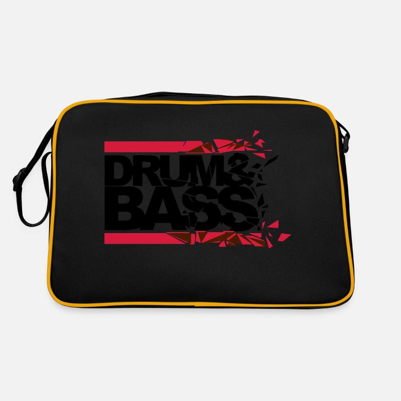 Drum 'n' Bass shattered - Retro Tasche - Schwarz/Gold