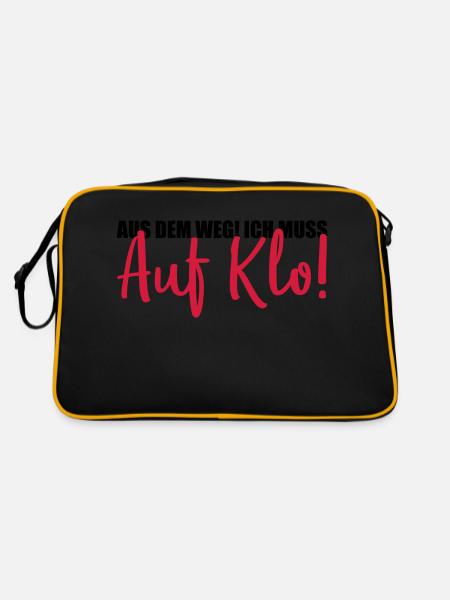 aus dem weg auf klo - Retro Tasche - Schwarz/Gold - Hinten