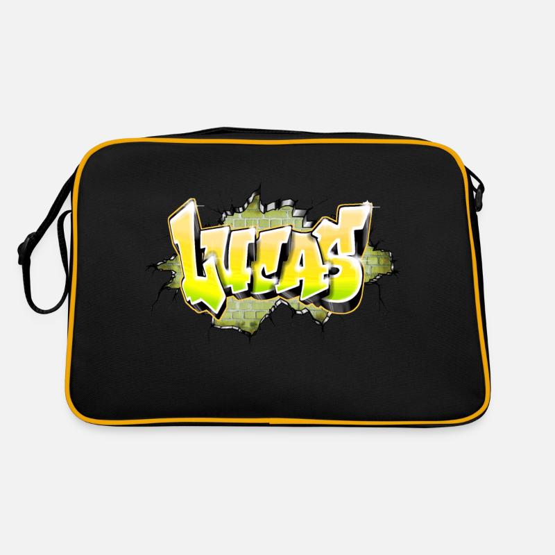 Lucas graffiti name yellow - Retro Tasche - Schwarz/Gold