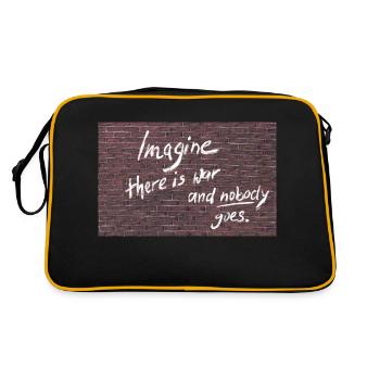 Imagine there is war and nobody goes. - Retro Tasche - Schwarz/Gold - Hinten