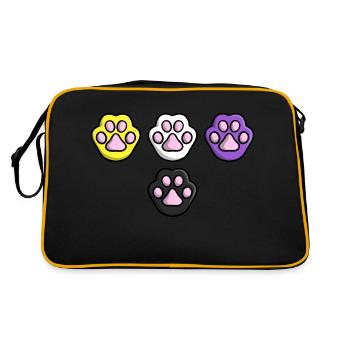 Süße Katze Pfote Nonbinary Flagge Fahne LGBTQ - Retro Tasche - Schwarz/Gold - Hinten