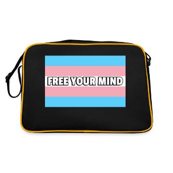 Trans Pride BEFREIEN SIE IHREN GEIST - Retro Tasche - Schwarz/Gold - Hinten