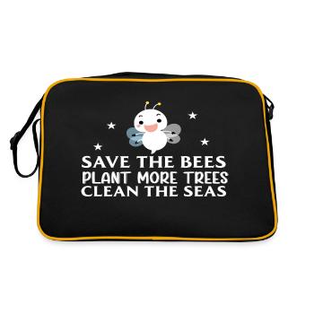 Sauver les abeilles Planter plus d’arbres Nettoyer les mers - Sac Retro - noir/or - Dos