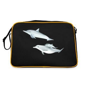 funny dolphin family - Retro Bag - black/gold - Back