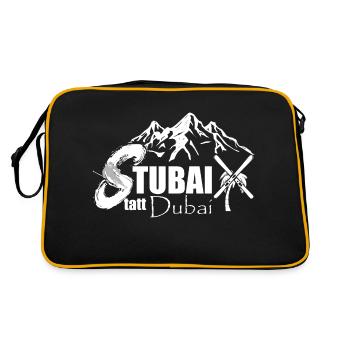 Stubai(tal) statt Dubai - Skifahren - Retro Tasche - Schwarz/Gold - Hinten