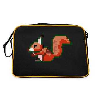 Squirrel Pixel Art Idée cadeau - Sac Retro - noir/or - Dos