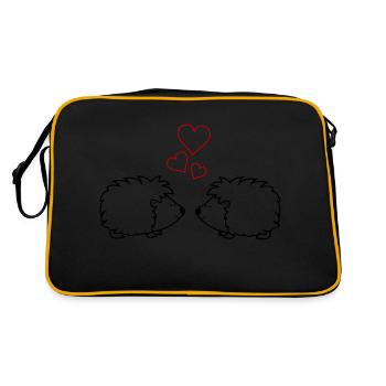 igel verliebt - Retro Tasche - Schwarz/Gold - Hinten