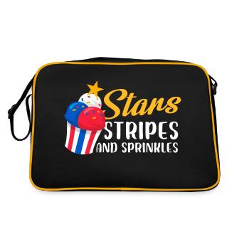 Rayures et paillettes d’étoiles Design pour un 4 juillet - Sac Retro - noir/or - Dos