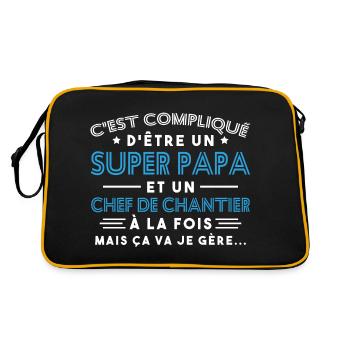 Super Papa Chef de Chantier - Sac Retro - noir/or - Dos