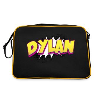 Dylan Custom Name Comic Book Style Pop Art, Dylan - Retro Bag - black/gold - Back